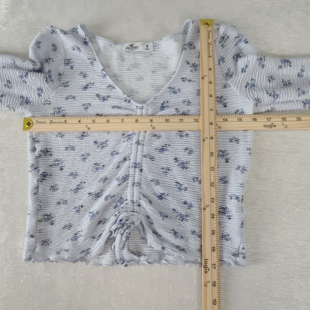 Hollister women's crop top baby blue floral Size Medium Cottagecore Fairy grunge - Picture 4 of 9